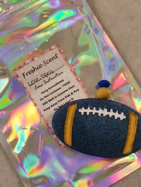 Freshie Scent Football Hanging Air Freshener - Blue & Yellow